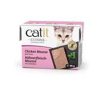 Catit Cuisine Pâtée pour Chats, Mousse à la Viande de Poulet et au Jambon, Aliment Complet, 90 g, sans Céréales, Haute Teneur en Viande