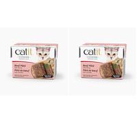 Catit Cuisine Pâtée pour Chats, Pâté à la Viande de Bœuf et aux Carottes, Aliment Complet, 95 g, sans Céréales, Haute Teneur en Viande (Lot de 2)