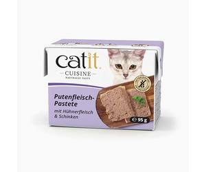Catit Cuisine Pâtée pour Chats, Pâté à la Viande de Dinde avec du Poulet et du Jambon, Aliment Complet, 95 g, sans Céréales, Haute Teneur en Viande