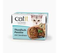 Catit Cuisine Pâtée pour Chats, Pâté au Thon et aux Sardines, Aliment Complet, 95 g, sans Céréales, Haute Teneur en Poisson