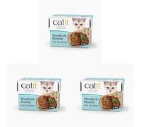 Catit Cuisine Pâtée pour Chats, Pâté au Thon et aux Sardines, Aliment Complet, 95 g, sans Céréales, Haute Teneur en Poisson (Lot de 3)