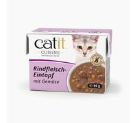 Catit Cuisine Pâtée pour Chats, Ragoût à la Viande de Bœuf et aux Légumes, Complément Alimentaire, 95 g, sans Céréales, Haute Teneur en Viande
