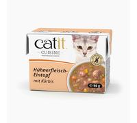 Catit Cuisine Pâtée pour Chats, Ragoût à la Viande de Poulet et à la Citrouille, Complément Alimentaire, 95 g, sans Céréales, Haute Teneur en Viande