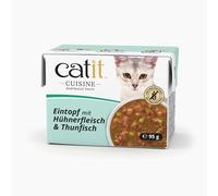 Catit Cuisine Pâtée pour Chats, Ragoût à la Viande de Poulet et au Thon, Complément Alimentaire, 95 g, sans Céréales, Haute Teneur en Viande/Poisson