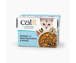 Catit Cuisine Pâtée pour Chats, Ragoût aux Fruits de Mer et à la Citrouille, Complément Alimentaire, 95 g, sans Céréales, Haute Teneur en Poisson