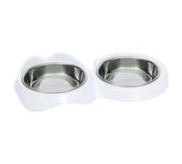 Catit Pixi A Double Bol Blanc pour Chats 2x200ml, Schnurrhaarfreundlich, Inox