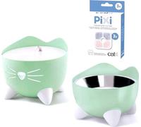 Catit PIXI Trinkbrunnen - Fontaine à eau pour chats avec triple filtre et possibilité de boire de manière ergonomique, vert