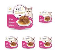 Catit Repas au Poisson 5 Paquet de pâtée Haut de Gamme pour Chat, sans céréales, Riche en protéines, avec Saumon et Haricots Verts, complément Alimentaire, 80 g