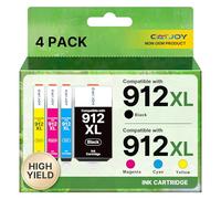 CATJOY 912XL Lot de 4 Cartouches d'encre de Rechange pour HP 912 912XL pour HP OfficeJet 8010 8012 8014 8015 8017 OfficeJet Pro 8020 8024 8023 8025 (Noir, Cyan, Magenta, Jaune)