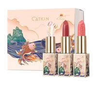 CATKIN Baume a Levre Hydratant Teinté, Réparateur, Apaise & Protège, Enrichi en Panthénol & Lipides, Pour Lèvres Gercées & Abîmées, Hydratation 24 Heures, 3.5g, 3PCS Gift Box(04+06+09)