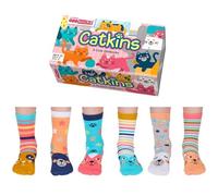 Catkins United Oddsocks Lot de 6 chaussettes pour enfant, Multicolore, Taille 27-30