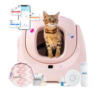 CATLINK Baymax Litiere Chat Autonettoyante Capacité 70L- Protection Anti-Fuites Latérales Améliorée, 7 Niveaux de Sécurités, Appli & Détection Multi-Chats - pour Foyers Multi-Chats(Rose)