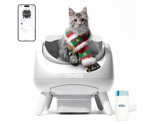 CATLINK Litière Autonettoyante pour Chat, Bac à Litière Automatique avec Dessus Ouvert, Connexion 5 GHz, Grande Capacité 12L, pour Tous Les Types de Litière, Idéal pour Famille Multi-Chats(Blanc)