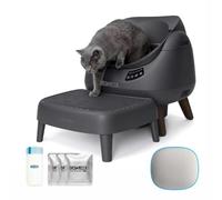 CATLINK Open X Litière Autonettoyante pour Chat avec Marche d’Accès et Tapis Antidérapant, Maison de Toilette Automatique Intelligente