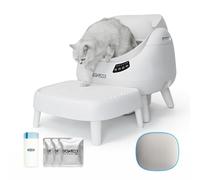CATLINK Open X Litière Autonettoyante pour Chat avec Marche d’Accès et Tapis Antidérapant, Maison de Toilette Automatique Intelligente