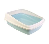 CATLOVE Bac à Litière avec Pare-Litière pour Chat Bleu/Gris Taille L