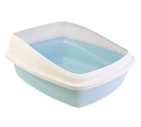 CATLOVE Bac à Litière avec Pare-Litière pour Chat Bleu/Gris Taille M