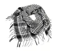 CATMEYE Shemagh/Keffieh Écharpe Arafat, chèche tactique triangulaire à franges, polyester env. 100 x 100 cm, unisexe pour femme et homme, pour plein air, désert, camping, moto (Noir+Blanc)