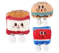 Catnip Cat Toys, 3X Stuffed Hamburger Plush Toys, Cat Puzzle with Bells, Cute Kitten Plush Toys with Catnips, Pet Chew Ball, Indoor Entertainment Kit, Super Soft for Exercise