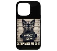 Catnip Made Me Do It Bad Kitty Cat Mugshot L'herbe à chat Coque pour iPhone 13 Pro