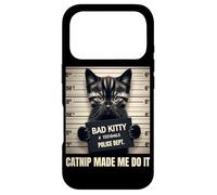 Catnip Made Me Do It Bad Kitty Cat Mugshot l'herbe à Chat Coque pour iPhone 17 Pro