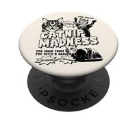 Catnip Madness Cats | Affiche rétro Amusante B-Movie propriétaires de Chats PopSockets PopGrip Adhésif
