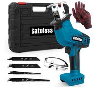 Catolsss Scie sabre sans fil compatible avec Makita 18 V, 0-3500 coups / min, variable en continu avec 4 lames de scie pour métal, bois, PVC (sans batterie)