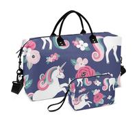 Catone - Lot de 2 sacs de voyage avec motif licornes rouges et roses, Catone Adorable licorne rouge rose, 1 size