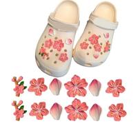 CATOR 12 Pcs Décorations de Chaussures de Bricolage, Fleur de Pêcher Bijoux de Chaussures, Fleur Breloques de Chaussures Charmes De Chaussure, Décorations De Fête Cadeaux D'Anniversaire - Rose rouge