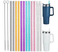 CATOR 12 PCS stanley cup accessoires, paille plastique, Stanley Adventure Lot de 12 pailles réutilisables extra longues de 31 cm avec 2 brosses de nettoyage