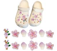 CATOR 12 Pièces Décorations de Chaussures de Bricolage, Fleur de Pêcher Bijoux de Chaussures, Fleur Breloques de Chaussures, Charmes De Chaussure, Décorations De Fête Cadeaux D'Anniversaire - Violet