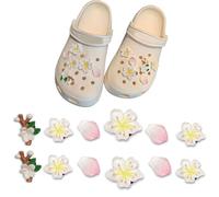 CATOR 12 Pièces Décorations de Chaussures de Bricolage, Fleur de Pêcher Bijoux de Chaussures, Fleur Breloques de Chaussures, Charmes De Chaussure, Décorations De Fête Cadeaux D'Anniversaire - Blanc