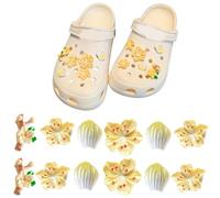 CATOR 12 Pièces Décorations de Chaussures de Bricolage, Fleur de Pêcher Bijoux de Chaussures, Fleur Breloques de Chaussures, Charmes De Chaussure, Décorations De Fête Cadeaux D'Anniversaire - Jaune