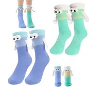 CATOR 2 Paires Chaussettes Aimantées Funny Hand Socks À Aspiration Magnétique Drôle de Novelty Socks pour Amoureux Amis Frères