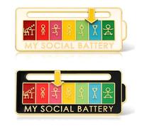 CATOR 2 Pcs Ma broche hebdomadaire de batterie sociale, My Social Battery Pin, broches amusantes pour humeur sociale pour 7 jours d'épingles d'humeur interactives(Style B)