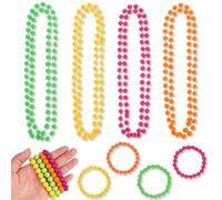CATOR 8 Pièces Collier de perles Fluo de Couleur, 80s Fête Accessoires Déguisements Accessoires de Neon Perle, Soirée à Thème Années 80, Carnaval Partie Cosplay Multicolore