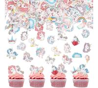CATOR 80 Pcs Decoration Gateau Unicorn, Unicorn Cake topper, Mignon Unicorn Cupcake Toppers Cake Decoration for Girls, pour Thème du Licorne Fête Garçon Fille d'anniversaire(Style B)