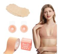 CATOR Boob Tape, boob tape, Remonte Sein Adhesif, Cache Teton Silicone Réutilisable, Bande Adhesive Poitrine généreuse, Scotch Poitrine Femme invisible, Body Tape Beige, Nombreux Accessoires