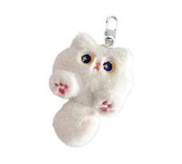 CATOR Porte-clé, 10 cm, Compagnon en peluche, Avec anneau pour porte-clés, trousseau de clés, Porte-clés en Peluche idéal comme Cadeau pour Hommes, Femmes et Enfants (Style chat blanc)