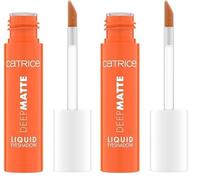 Catrice Deep Matte Liquid Eyeshadow N°050 Orange Longue durée Très pigmenté végétalien Imperméable Sans particules de microplastiques Sans nanoparticules 1 pièce 4 ml (Lot de 2)