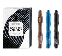 Catrice Glam & Doll Volume Mascara Set 01 Turn Up The Volume !, coffret 3 pièces, mascaras waterproof & classique, volume & définition, noir & brun