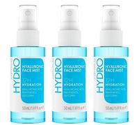Catrice Hydro Hyaluronic Face Mist Lot de 3 sprays fixants, transparents, hydratants, nourrissants, naturels, pour peaux sensibles, végétalien, sans huile, sans parabens, sans microparticules de