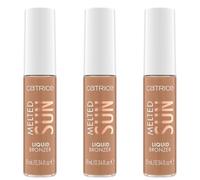 Catrice Melted Sun Liquid Bronzer, n° 015, brun, longue tenue, définissant, hautement pigmenté, naturel, mat, vegan, sans huile, sans parfum, sans alcool, lot de 3 (3 x 10 ml)