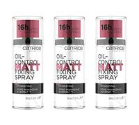 Catrice Oil-Control Lot de 3 sprays fixants mats pour le visage, transparents, pour peaux mixtes, rafraîchissant, fixant, durable, matifiant, affinant les pores, mat, naturel, végétalien, 3 x 50 ml