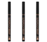 Catrice Superproof Brush Liner Waterproof, eye-liner, n° 010, noir, longue tenue, résultat express, hautement pigmenté, vegan, waterproof, sans microplastiques, sans parfum, lot de 3 (3x0,45 ml)