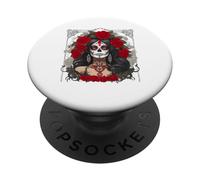 Catrina Day Crâne à Sucre Roses Rouges Los Muertos Halloween PopSockets PopGrip Adhésif
