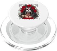 Catrina Day Crâne à Sucre Roses Rouges Los Muertos Halloween PopSockets PopGrip pour MagSafe
