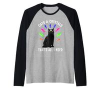 Cats and Crystals That's All I Neee Aesthetic Black Cat Manche Raglan