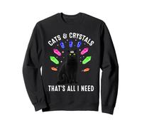 Cats and Crystals That's All I Neee Aesthetic Black Cat Sweatshirt