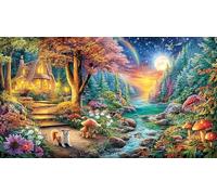 Cats-and-Heart-Shaped-Trees-in-Dreamy-Starry-Sky 1000 pièces Puzzle Papier recyclé Jeu Familial Amusant & Stimulant Puzzle Idée Cadeau Parfaite à des Fins de Relaxation 70x50/1000 pièces